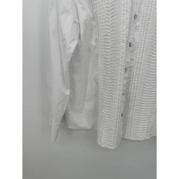 Soft Surroundings Button Front Shirt Women Large White Edwardian Pleated Clean - Picture 3 of 7